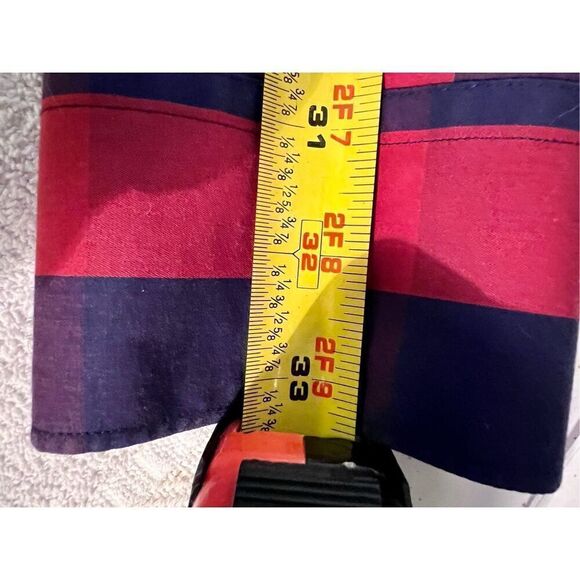 Bugatchi Dress Shirt Flip Cuff Plaid Red Blue Classic Button Up Mens Sz Large - Picture 8 of 8